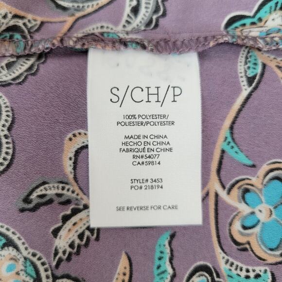 Cabi Purple Floral Ruffle V Neck Sleeveless Tank Top Women's Size S Style 3453 - Picture 6 of 8